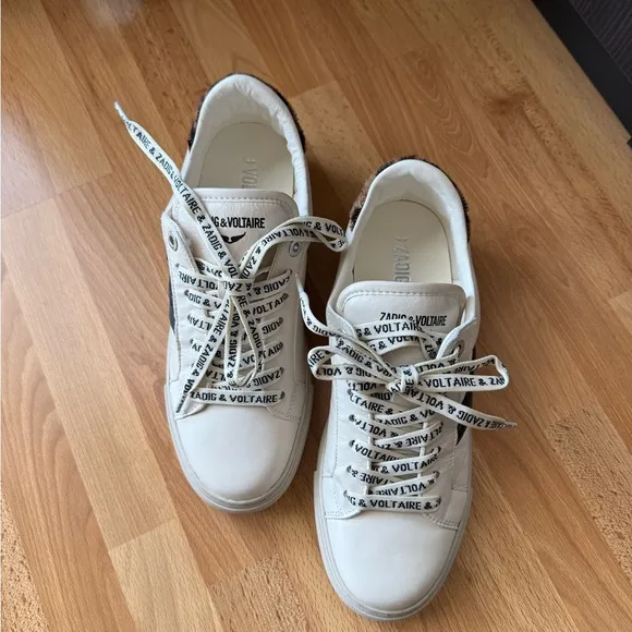 Zadig &amp; Voltaire Cream and Black Sneakers with Modern Design