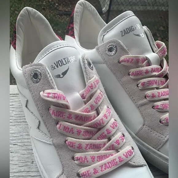Zadig &amp; Voltaire ZV1747 Flash Leather Platform Trainers Size 6 / 37