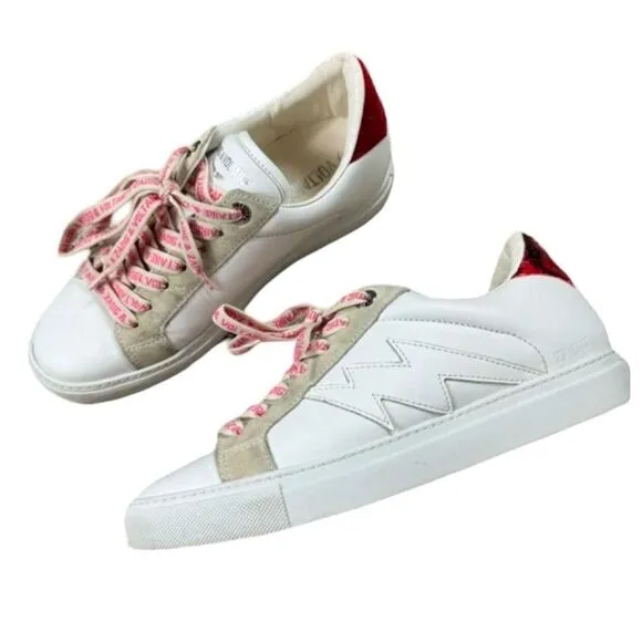 Zadig &amp; Voltaire ZV1747 Flash Leather Platform Trainers Size 6 / 37