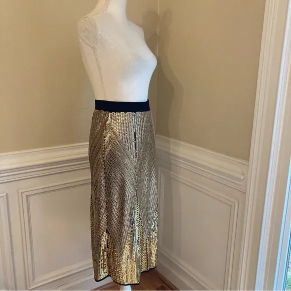 ZARA Art Deco Silver and Gold Sequin Pencil Skirt NWT
