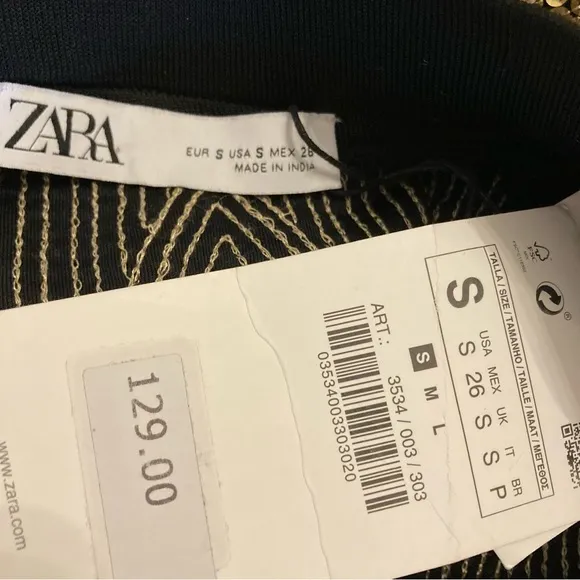 ZARA Art Deco Silver and Gold Sequin Pencil Skirt NWT