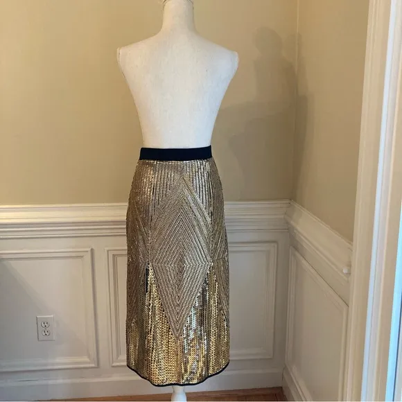 ZARA Art Deco Silver and Gold Sequin Pencil Skirt NWT