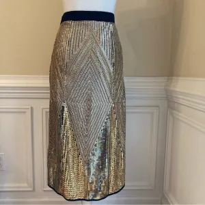 ZARA Art Deco Silver and Gold Sequin Pencil Skirt NWT
