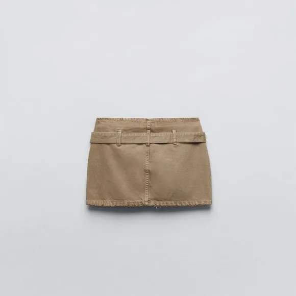 Zara DENIM TRF MINI SKIRT/ zara jean beige skirt