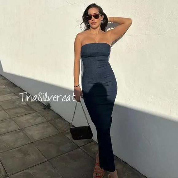 Zara Fitted ZW Denim Dress NW
