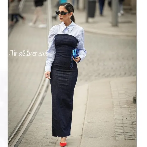 Zara Fitted ZW Denim Dress NW