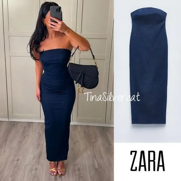 Zara Fitted ZW Denim Dress NW