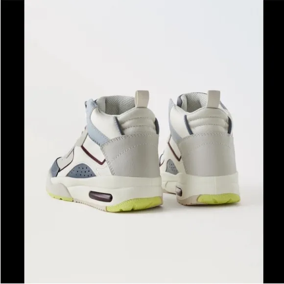 Zara kids, blue, multicolored high tops, sneakers, 3.5 (8.8 inches)
