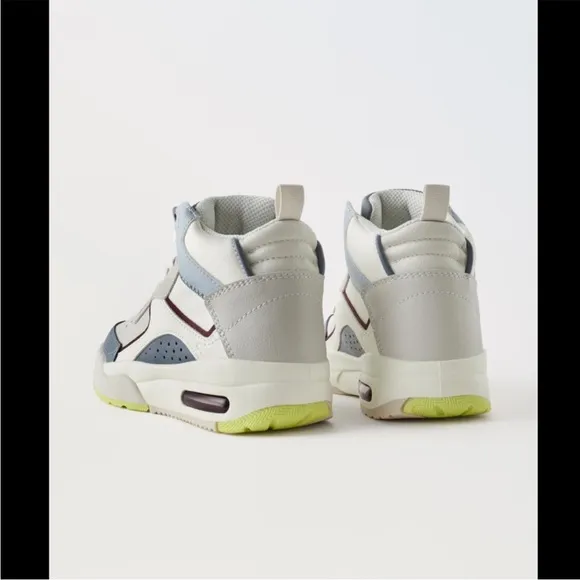 Zara kids, blue, multicolored high tops, sneakers, 3.5 (8.8 inches)