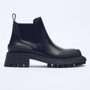 ZARA LEATHER RUBBERISED TOE ANKLE BOOTS SZ 6.5 or 37 EU