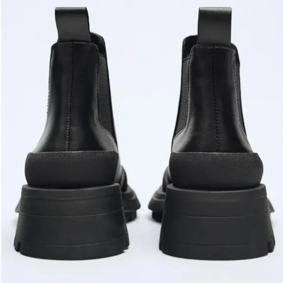 ZARA LEATHER RUBBERISED TOE ANKLE BOOTS SZ 6.5 or 37 EU