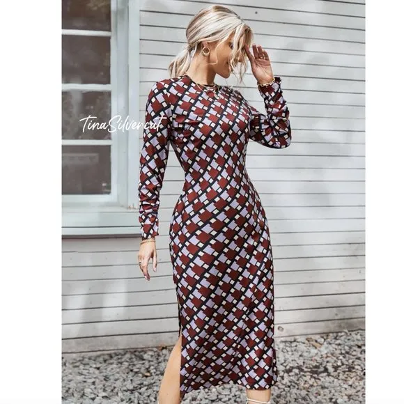 Zara Printed Midi Dress Sz S, L NWT