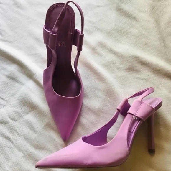 ZARA satin Slingback Heels