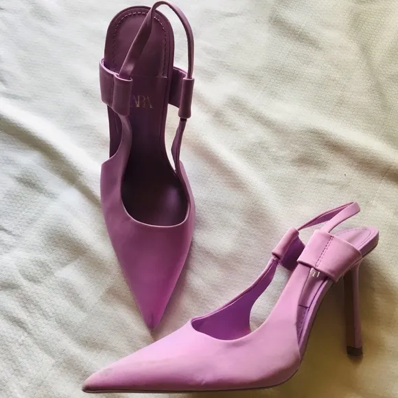 ZARA satin Slingback Heels