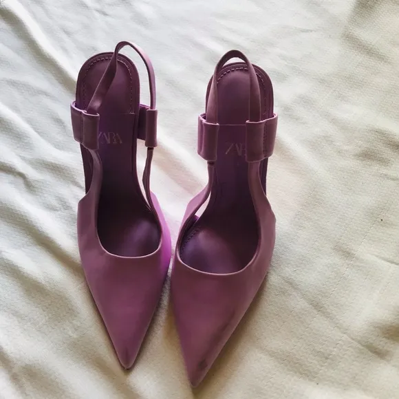 ZARA satin Slingback Heels