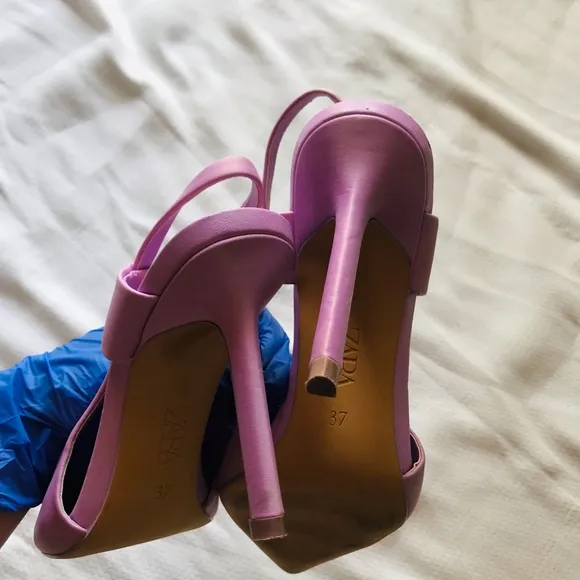 ZARA satin Slingback Heels