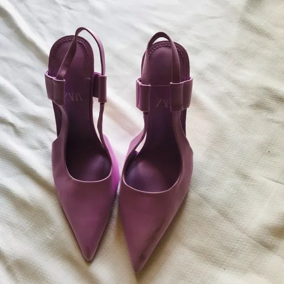 ZARA satin Slingback Heels