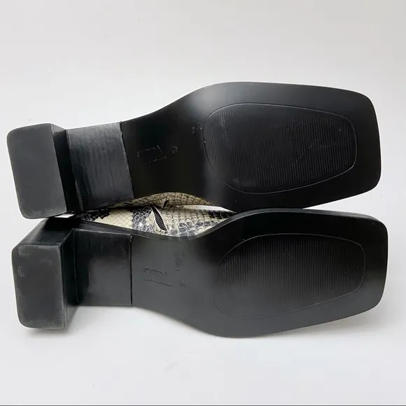 Zara Snakeskin Print Leather Square Toe Boots