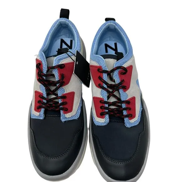 Zara Sneakers Womens 40 US 9 Chunky Multicolor Lace Up Blue Gray Red NEW