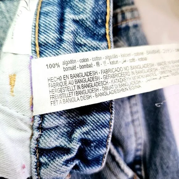 Zara Carpenter Y2K Super High Rise Baggy Wide Leg Rigid Denim Utility Jeans 6