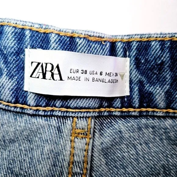 Zara Carpenter Y2K Super High Rise Baggy Wide Leg Rigid Denim Utility Jeans 6