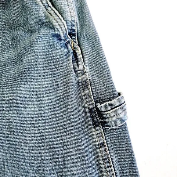 Zara Carpenter Y2K Super High Rise Baggy Wide Leg Rigid Denim Utility Jeans 6