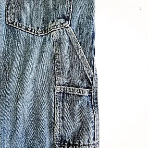 Zara Carpenter Y2K Super High Rise Baggy Wide Leg Rigid Denim Utility Jeans 6